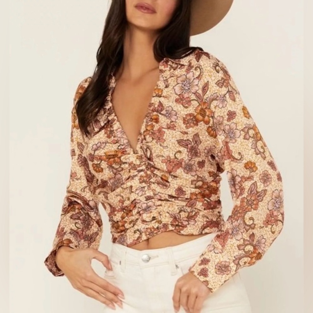 Free People I Got You Printed Floral Top NWT